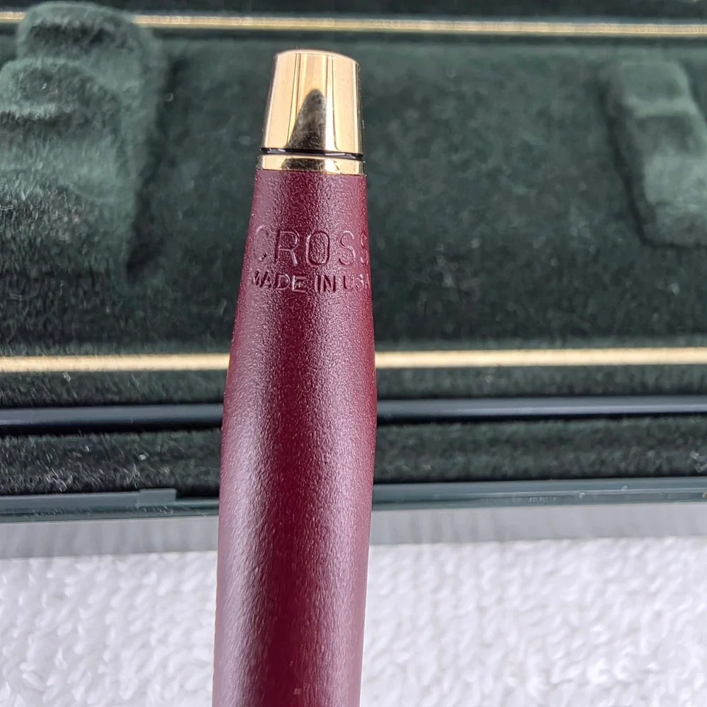 Cross Mechanical Pencil Burgundy Matte Gold Trim USA Made County Bank Case